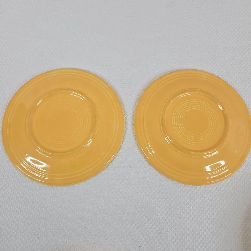 Vintage Yellow Fiesta Ware Bowls Saucers Lot Of 6